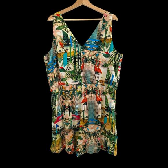 NEW! NICOLE MILLER Tropical Resort Print Shorts Romper XL - Picture 1 of 9